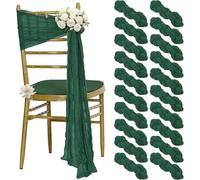 VDS Pack of 25 Cheesecloth Chair Sashes 44x180 cm, 100% Cotton Soft Gauze Fabric Rustic Chair Drapes Reusable Chair Bows for Wedding Party Chiavari Folding Aisle Dining Chairs Décor - Hunter Green