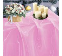 VDS Pink Organza Fabric, 5 Yards Continuous, 45” Wide, Wedding Party Decoration Iridescent Crystal Sheer Shiny Organza Tulle Bridal Dress DIY Crafts Costume Sewing Backdrop Arch Cloth