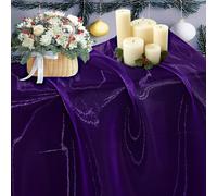 VDS Purple Organza Fabric, 5 Yards Continuous, 45” Wide, Wedding Party Decoration Iridescent Crystal Sheer Shiny Organza Tulle Bridal Dress DIY Crafts Costume Sewing Backdrop Arch Cloth