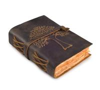 VDS Tree of Life Leather Journal 7 x 5 Inches - Vintage Handmade Leather Bound Diary with 200 Deckle Edge Antique Papers - Book of Shadows, Sketchbook, Writing Notebook for Men & Women - Vintage Brown