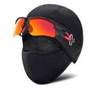 VDSOW Winter Cycling Caps Under Helmet, Thermal Fleece Beanie Hat with Face Cover for Men Women Waterproof Windproof, Cycle Skull Cap Ski Cap Balaclava Mask Bike Bicycle Helmet Liner for Sports Black