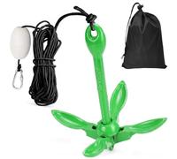 VDSTAR Anchor Boat 1.5 kg Boat Anchor with 12 m Anchor Line Buoy Ball Folding Anchor for SUP Boat Accessories Carbon Steel with Storage Bag for Boat Canoes Paddle Boats Kayaks Inflatable Boats