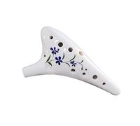 VducK 12 Holes Round Head Ceramic Ocarina Alto C Hand Painted Flute Musical Instrument with Lanyard Music Score (Color : Red Fruit) (Color : Blue Flower)
