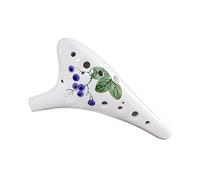 VducK 12 Holes Round Head Ceramic Ocarina Alto C Hand Painted Flute Musical Instrument with Lanyard Music Score (Color : Red Fruit) (Color : Blueberry)