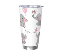 VducK 20 Oz Tumbler with Lid Elephant Printed Insulated Travel Coffee Mug Reusable Stainless Steel Thermal Cups Travel Mugs Insulated for Hot and Cold
