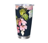 VducK 20 Oz Tumbler with Lid Floral Printed Insulated Travel Coffee Mug Reusable Stainless Steel Thermal Cups Travel Mugs Insulated for Hot and Cold