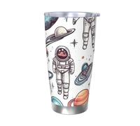 VducK 20 Oz Tumbler with Lid Space Theme Printed Insulated Travel Coffee Mug Reusable Stainless Steel Thermal Cups Travel Mugs Insulated for Hot and Cold