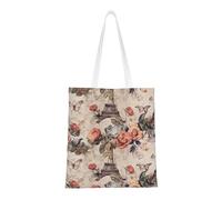 VducK Canvas Tote Bag For Women Reusable Grocery Bags Portable Shopping Bags Flower Paris Eiffel Tower Shoulder Bag