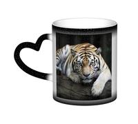 VducK Color Changing Mug Tiger Lie On Rock Printed Creative Coffee Mugs Funny Color Changing Mug 11oz Ceramic Cup Magic Mug for Men Friends