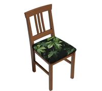 VducK Green Leaves Pattern Chair Seat Covers Dining Room Chair Seat Covers with Ties Chairs Stretch Kitchen Slipcovers Covers Removable Washable Chair Covers for Bar Wedding Party Decor