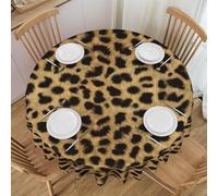 VducK Leopard Animal Print Round TableCloth Water Resistance Table Cloth Dining Table Cover Wipeable Circular Tablecloth for Home Dinning Kitchen Party Picnic Patio Table Cover 152 cm