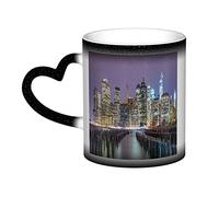 VducK New York City Printed Color Changing Mug Coffee Mug Ceramic Coffee Cups Creative Mug Coffee Magic Mugs Magic Tea Cup Mug