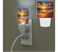 VducK Night Lights Plug Into Wall Sunset Beach LED Nightlight with Dusk to Dawn Sensor Soft Warm White Nightlights for Hallway Bedroom Kitchen Stairway