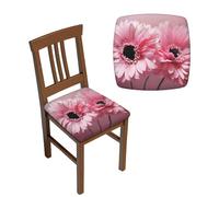 VducK Stretch Chair Covers for Dining Room Kitchen Chair Covers Four Pieces Two pink floral Stretchable Dining Chair Slipcover Stretch Office Chair Cover
