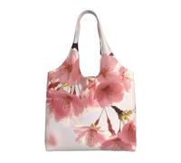 VducK Tote Bag for Women Cherry Blossom Tote Bags with Zipper Large Capacity Casual Shoulder Handbags
