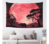 VducK Wall Tapestry Pink Moon Elephant PrintedTapestry Wall Hanging Aesthetic Tapestry Wall Decor Wall Hanging for Bedroom for Living Room Dorm Decor 152 x 102 cm