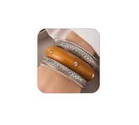 vdwv Bohemian Wooden Chunk Bangle Bracelet Set for Women Silver Multi Layer Textured Stackable Bracelet Colourful Punk Handmade Geometry Cuff Statement Bracelets, Standard, Wood, no gemstone