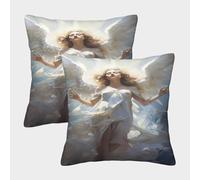 VDYNDYIW 3D Printed Angel Square Pillowcases Pillow Case Cushion Decorative Super Soft Pack of 2 for Patio,Couch, Tent, Balcony And Sofa 45x45cm