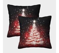 VDYNDYIW 3D Printed Christmas Tree Square Pillowcases Christmas Elements Square Throw Pillow Decorative Super Soft Pack of 2 Home Decor for Sofa Bedroom 40x40cm
