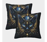 VDYNDYIW 3D Printed Egyptian Cat Square Pillowcases Pillow Case Cushion Decorative Super Soft Pack of 2 Home Decor for Sofa Bedroom 45x45cm