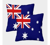 VDYNDYIW 3D Printed Flag of Australia Square Pillowcases Square Throw Pillow Decorative Super Soft Pack of 2 for Sofa Couch Bed 50x50cm