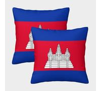 VDYNDYIW 3D Printed Flag of Cambodia Square Pillowcases Pillow Case Cushion Decorative Super Soft Pack of 2 Home Decor for Sofa Bedroom 45x45cm