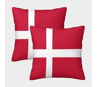 VDYNDYIW 3D Printed Flag of Denmark Throw Pillow Covers Square Throw Pillow Decorative Super Soft Pack of 2 Home Decor for Sofa Bedroom 50x50cm