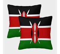 VDYNDYIW 3D Printed Flag of Kenya Throw Pillow Covers Square Throw Pillow Decorative Super Soft Pack of 2 for Home Couch Sofa Decorative, Gifts 40x40cm