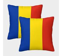 VDYNDYIW 3D Printed Flag of Romania Square Pillowcases Throw Pillow Case Decorative Super Soft Pack of 2 for Patio,Couch, Tent, Balcony And Sofa 50x50cm