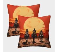 VDYNDYIW 3D Printed Western Cowboy Throw Pillow Covers Pillow Case Cushion Garden Cushion Super Soft Pack of 2 for Patio,Couch, Tent, Balcony And Sofa 45x45cm