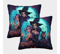 VDYNDYIW 3D Printed Witch Throw Pillow Covers Cartoon Throw Pillow Case Decorative Super Soft Pack of 2 Home Decor for Sofa Bedroom 40x40cm