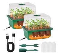 VDYXEW 2-Pack Seed Trays, Heated Propagator with Grow Light and Heated Base - Propagators for Plants with Heightened Lids, Mini Greenhouse Germination Kit for Seedlings & Herbs (Without grow lights)