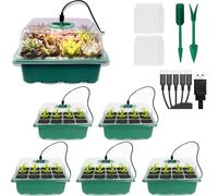 VDYXEW 5 Pack Propagator with Lights, Seed Trays, Seed trays with lids, Mini Greenhouse Propagator kit for Germination Growing