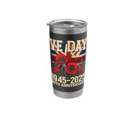 VE Day 2025 WW2 80th Anniversary Union Jack V E Day Stainless Steel Insulated Tumbler