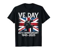 VE Day 2025 WW2 80th Anniversary Union Jack V E DAY T-Shirt
