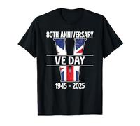 VE Day 2025 WW2 80th Anniversary Union Jack V E DAY T-Shirt