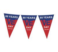 VE Day 80th Anniversary Bunting, VE Day 80th Anniversary Flag 2025 Celebration Decorations VE Day Bunting Banner, 80 Years Victory In Europe Flag (E)