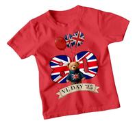VE Day 80th Anniversary Kids T-Shirt 2025 - Union Jack British Flag Victory in Europe Day Tee, WWII Remembrance Costume Top for Boys & Girls, School Celebration #1-12-13 Years Red