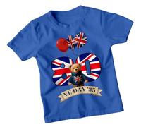 VE Day 80th Anniversary Kids T-Shirt 2025 - Union Jack British Flag Victory in Europe Day Tee, WWII Remembrance Costume Top for Boys & Girls, School Celebration #1-2XL Royal Blue