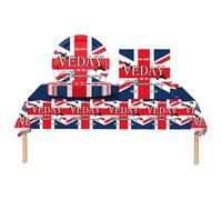 VE Day 80th Anniversary Party Tableware Set,37Pcs VE Day Party Supplies Plastic Table Cloth 7" Paper Plates Napkins 80 Years Victory In Europe Dinnerware for VE-Day 80th Anniversary Table Decorations