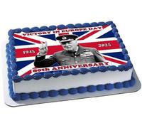 VE Day 80th Anniversary Premium Quality Edible Large A4 Size Rice Paper Cake Topper - Make your Celebrations Memorable with Our Delightful Charming Cake Toppers D1