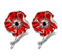 VE Day 80th Anniversary Remembrance Brooch,- Honoring WWII Heroes,Poppy Flower Badge Brooch Pins,Metal Lapel Pin Enamel Brooch Anniversary Decor Gifts For Veteran (2pcs)