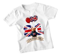 VE Day 81st Anniversary Kids T-Shirt 2026 Union Jack British Flag Victory in Europe Day Tee, WWII Remembrance Costume Top for Boys & Girls, School Celebration #1-16 White