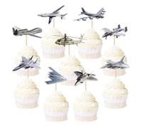 VE Day Air Force Theme Cupcake Topper, Airplane Cupcake Picks, Military Airplane Aircraft Fighter Jet Plane Party Cake Decoration(18pcs)
