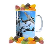 VE Day Battle of Britain WWII Iconic War Planes Spitfire Lancaster Personalised Mug with Choice of Sweets Gift