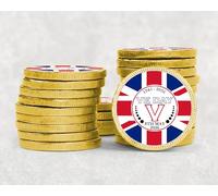 VE Day Celebration Chocolate Coins Luxury Gold foiled discs perfect for street parties Party Decor Favours - Union Jack - 10