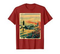 VE Day Poppy Spitfire, WW2 Remembrance Men, Women & Kids Vin T-Shirt, Men, Cranberry Red, X-Large