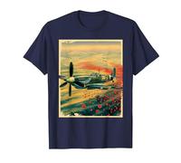 VE Day Poppy Spitfire, WW2 Remembrance Men, Women & Kids Vin T-Shirt, Men, Navy Blue, X-Large
