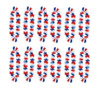 VE Day Union Jack Lei - Red, White & Blue Hawaiian Flower Lei Necklace - Perfect for the King's Coronation, British Themed Parties & Fancy Dress Events
