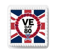 VE Day Victory Europe 80th Anniversary WW2 Remembrance 7.5 inch SQUARE on Decor Icing Sheet Edible Cake Topper - Perfect for Decorating Larger Cakes